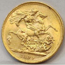 AUSTRALIA 1899 . ONE 1 SOVEREIGN . MELBOURNE . GOLD